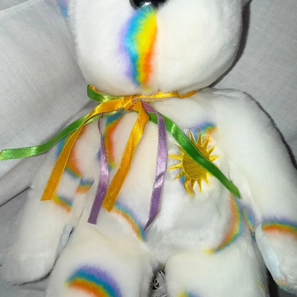 Rare 2002 Ty Beanie Buddy Cheery 15” Rainbow Sun Bear – Mint with Embroidered Ty